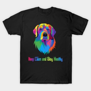 Colorful dog keep clean and stay healthy T-Shirt